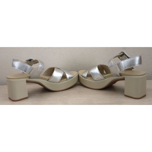 Naot 123102-BA9 Women Sz 39 US 8M Silver Soft Leather Elite Heeled Sandals - Picture 11 of 13